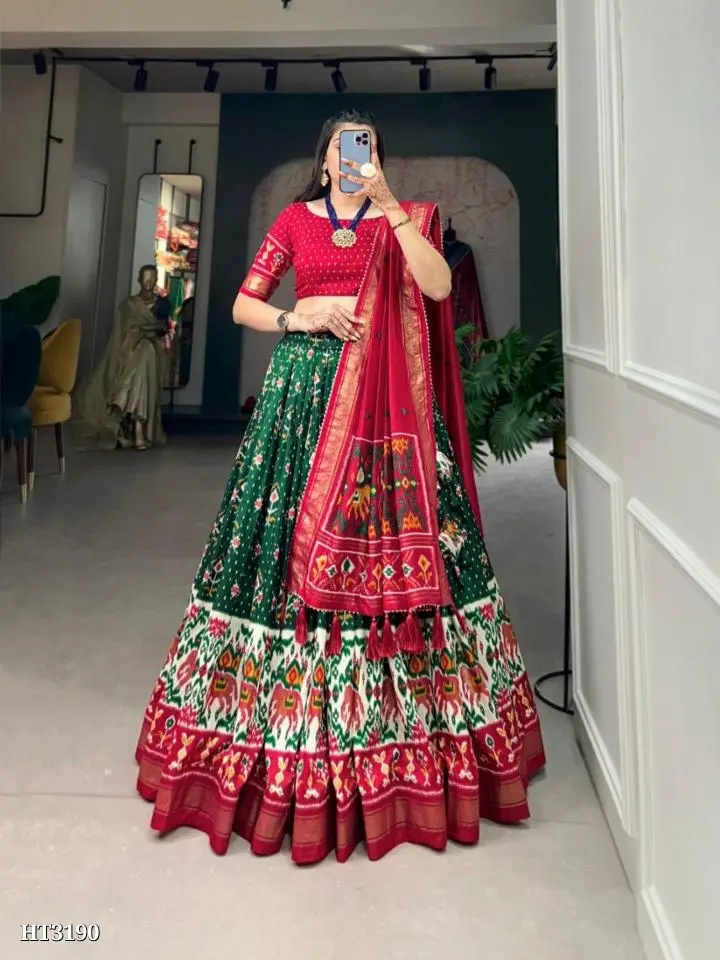 Lehenga Choli Tussersilk Lehenga Choli with Intricate Print and Dupatta